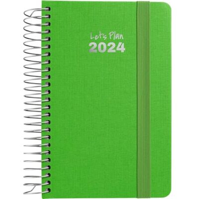 Grafoplás Kalender 2024, Wochenansicht, Grün, A6, Spanisch, Spiralbindung, Hardcover, mit Gummizug, Januar bis Dezember, Jahr 24, Serie Fancy Grafoplás Kalender 2024, Wochenansicht, Grün, A6, Spanisch, Spiralbindung, Hardcover, mit Gummizug, Januar bis Dezember, Jahr 24, Serie Fancy