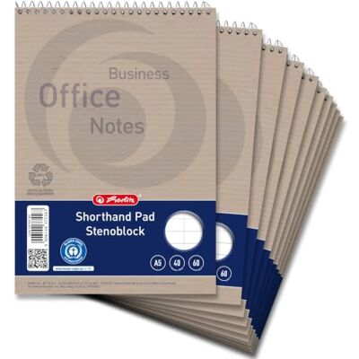 Herlitz Stenoblock A5 liniert, 40 Blatt, 10 Stück rote Mittellinie, kopf‐spiralgebunden Herlitz Stenoblock A5 liniert, 40 Blatt, 10 Stück rote Mittellinie, kopf‐spiralgebunden