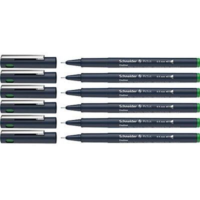 Schneider Pictus Fineliner (Strichstärke 0,5 mm, dokumentenechte Pigmentliner, metallgefasste Spitze, Gehäuse aus 85% recyceltem Kunststoff) 6er Pack, grün Schneider Pictus Fineliner (Strichstärke 0,5 mm, dokumentenechte Pigmentliner, metallgefasste Spitze, Gehäuse aus 85% recyceltem Kunststoff) 6er Pack, grün