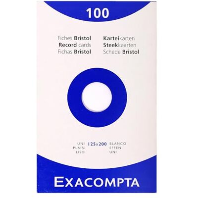 Exacompta 13303E Karteikarten, ungelocht, ungelocht, 125 x 200 mm, Weiß, 12 Packungen à 100 Stück Exacompta 13303E Karteikarten, ungelocht, ungelocht, 125 x 200 mm, Weiß, 12 Packungen à 100 Stück
