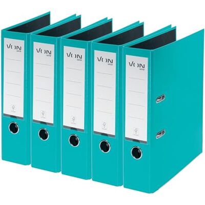 Leitz VON Ordner A4, 5er Pack, Karton mit Kunststoffeinband, 80 mm Rückenbreite, Für 600 Blatt, Blauer Engel & FSC-zertifiziert, Für Schule, Studium & Zuhause, Türkis, 10551052 Leitz VON Ordner A4, 5er Pack, Karton mit Kunststoffeinband, 80 mm Rückenbreite, Für 600 Blatt, Blauer Engel & FSC-zertifiziert, Für Schule, Studium & Zuhause, Türkis, 10551052