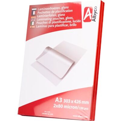 Albyco 100x Laminiertaschen Format A3, 303x426mm St. 2x80 (160) μm Albyco 100x Laminiertaschen Format A3, 303x426mm St. 2x80 (160) μm