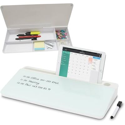 Relaxdays Schreibtisch Organizer mit Whiteboard, 5 Fächer, Kunststoff, Glas, HBT: 5,5 x 40 x 18 cm, Büro-Organizer, weiß Relaxdays Schreibtisch Organizer mit Whiteboard, 5 Fächer, Kunststoff, Glas, HBT: 5,5 x 40 x 18 cm, Büro-Organizer, weiß