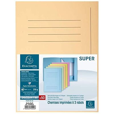 Exacompta 235002E 50er Pack Einschlagmappen SUPER. Aus Manila-Karton mit 3 Innenklappen für DIN A4 Pastellfarbe sand Juris-Mappe Sammelmappe Dokumentenmappe Aufbewahrungsmappe Exacompta 235002E 50er Pack Einschlagmappen SUPER. Aus Manila-Karton mit 3 Innenklappen für DIN A4 Pastellfarbe sand Juris-Mappe Sammelmappe Dokumentenmappe Aufbewahrungsmappe
