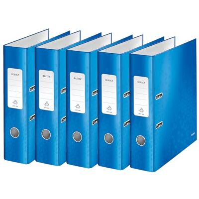 Leitz Qualitäts-Ordner 180°, 5, 8 cm Rückenbreite, laminierte Graupappe, Blau, WOW Serie, Design kann variieren, 10054036 Leitz Qualitäts-Ordner 180°, 5, 8 cm Rückenbreite, laminierte Graupappe, Blau, WOW Serie, Design kann variieren, 10054036