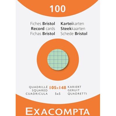 Exacompta Art.-Nr. 13479E Karton mit 10 Packungen mit je 100 Karteikarten, kariert, 5 x 5 mm, ungelocht, Format 105 x 148 mm, verschiedene Farben Exacompta Art.-Nr. 13479E Karton mit 10 Packungen mit je 100 Karteikarten, kariert, 5 x 5 mm, ungelocht, Format 105 x 148 mm, verschiedene Farben