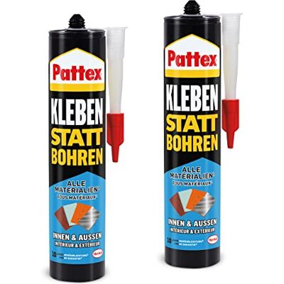 Pattex Kleben statt Bohren Innen & Außen, Montagekleber & Baukleber für innen & außen, starker Kleber mit Temperatur-, Witterungs- & Wasserbeständigkeit, Aktionspack mit 2x450g, 9H PKBUWX Pattex Kleben statt Bohren Innen & Außen, Montagekleber & Baukleber für innen & außen, starker Kleber mit Temperatur-, Witterungs- & Wasserbeständigkeit, Aktionspack mit 2x450g, 9H PKBUWX