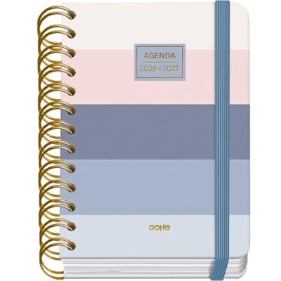DOHE Schülerkalender 2026 2027 SEP bis JUN, Tag pro Seite, A6 (12x17 cm), Weicher Hardcover-Einband, Doppelspirale, Verschluss mit Gummiband, 2 Seiten Aufkleber, Spanisch und Englisch Donna DOHE Schülerkalender 2026 2027 SEP bis JUN, Tag pro Seite, A6 (12x17 cm), Weicher Hardcover-Einband, Doppelspirale, Verschluss mit Gummiband, 2 Seiten Aufkleber, Spanisch und Englisch Donna