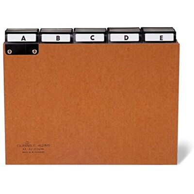 Durable Leitregister A-Z aus Pressspan, 5/5 Teilung & beschriftbare Taben, A5 quer, braun, 425511 Durable Leitregister A-Z aus Pressspan, 5/5 Teilung & beschriftbare Taben, A5 quer, braun, 425511