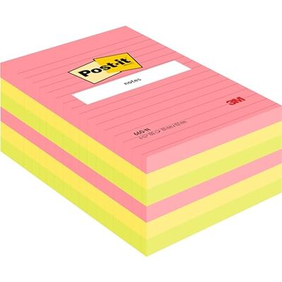 Post-it Große Notes, 6 Blöcke (600 Blatt), 101 x 152 mm, Grün, Pink, Gelb Selbsthaftende Notizzettel mit Stärkerer Haftung für Meetings, Listen und Erinnerungen; Haften auf Vertikalen Oberflächen Post-it Große Notes, 6 Blöcke (600 Blatt), 101 x 152 mm, Grün, Pink, Gelb Selbsthaftende Notizzettel mit Stärkerer Haftung für Meetings, Listen und Erinnerungen; Haften auf Vertikalen Oberflächen