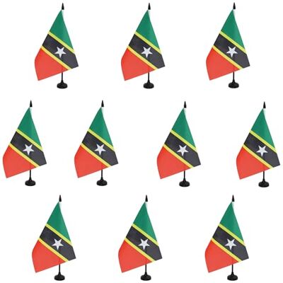 AZ FLAG 10er-Set Tischflaggen St. Kitts und Nevis 21x14 cm Kunststoffsockel Für innen Föderation Saint Kitts und Nevis Tischflagge St Kitts & Nevis genähte Ausführung mit verstärkten Kanten AZ FLAG 10er-Set Tischflaggen St. Kitts und Nevis 21x14 cm Kunststoffsockel Für innen Föderation Saint Kitts und Nevis Tischflagge St Kitts & Nevis genähte Ausführung mit verstärkten Kanten
