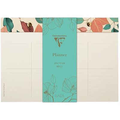 Clairefontaine 116254C Kalender Block Wochenplanner Flying Gaïa Beige, mit Nieten 24x17cm, 60 bedruckte und abtrennbare Blätter, 1 Stück Clairefontaine 116254C Kalender Block Wochenplanner Flying Gaïa Beige, mit Nieten 24x17cm, 60 bedruckte und abtrennbare Blätter, 1 Stück