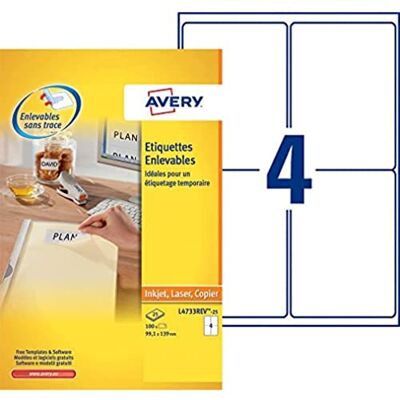 Avery Etiketten, 44 x 12 mm, Weiß, 840 Etiketten Avery Etiketten, 44 x 12 mm, Weiß, 840 Etiketten