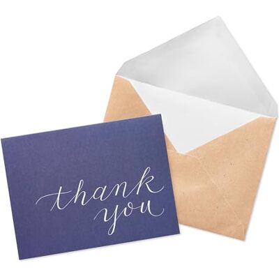 American Greetings Dankeskarten, Marineblau mit braunen Umschlägen im Kraftpapier-Stil, 50 Stück American Greetings Dankeskarten, Marineblau mit braunen Umschlägen im Kraftpapier-Stil, 50 Stück