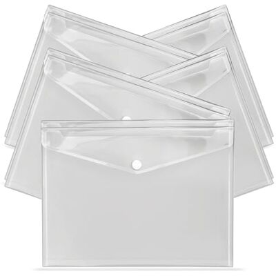 G4GADGET A4 transparente Kunststoffhüllen – Packung mit Druckknopf-Dokumentenmappen mit Etikettentasche & Druckknopf – transparenter Kunststoffumschlag für Zuhause, Büro, Schule & Reisen (10) G4GADGET A4 transparente Kunststoffhüllen – Packung mit Druckknopf-Dokumentenmappen mit Etikettentasche & Druckknopf – transparenter Kunststoffumschlag für Zuhause, Büro, Schule & Reisen (10)