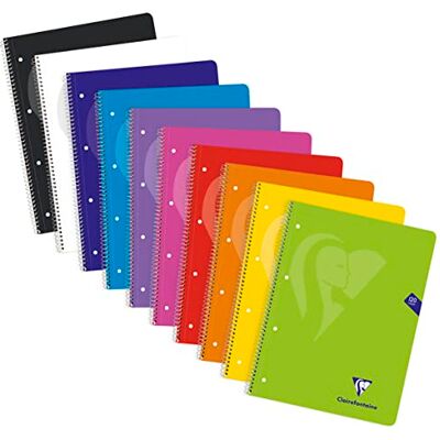 Clairefontaine 198753C Collegeblock Mimesys mit PP-Einband und Spiralbindung DIN A4+ 22,5x29,5cm 120 Blatt, kariert (24 Blatt x 5 Farbränder), 4-fach gelocht, farbig sortiert, 1 Stück Clairefontaine 198753C Collegeblock Mimesys mit PP-Einband und Spiralbindung DIN A4+ 22,5x29,5cm 120 Blatt, kariert (24 Blatt x 5 Farbränder), 4-fach gelocht, farbig sortiert, 1 Stück