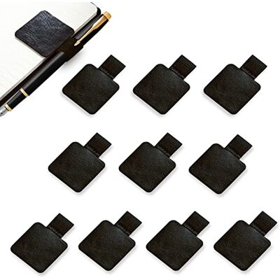 VIKSAUN 10er Pack Stiftschlaufe Schwarz, Selbstklebend, Elastischer Stifthalter aus Leder für Notizbücher, Planer, Kalender VIKSAUN 10er Pack Stiftschlaufe Schwarz, Selbstklebend, Elastischer Stifthalter aus Leder für Notizbücher, Planer, Kalender