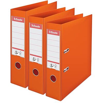 Esselte VIVIDA 624281 Aktenordner, A4, 75 mm Rücken, 500 Blatt Kapazität, PP, Kunststoffdeckel, Aktenordner und Ordner, Orange, 3 Stück, 624281 Esselte VIVIDA 624281 Aktenordner, A4, 75 mm Rücken, 500 Blatt Kapazität, PP, Kunststoffdeckel, Aktenordner und Ordner, Orange, 3 Stück, 624281