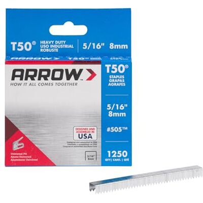 Arrow T50 Staples Box, 8mm 5/16in, 1250 Stücke Arrow T50 Staples Box, 8mm 5/16in, 1250 Stücke