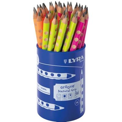 LYRA Groove Jumbo Graphitstift, neon lackiert, Runddose mit 36 Bleistiften LYRA Groove Jumbo Graphitstift, neon lackiert, Runddose mit 36 Bleistiften