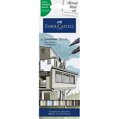Faber-Castell Goldfaber Sketch Marker Architektur, 6 Farben Faber-Castell Goldfaber Sketch Marker Architektur, 6 Farben