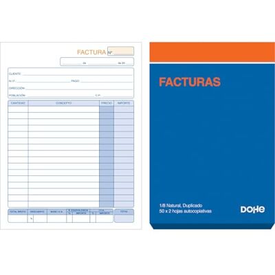 DOHE Rechnungsheft (10 Stück) 50 Blatt (50 Blatt mit 1 Kopie), Größe A6 10,5 x 15 cm, mikroperforierte Seiten, mit MwSt. und Nachfüllung, spanische Sprache, Büromaterial DOHE Rechnungsheft (10 Stück) 50 Blatt (50 Blatt mit 1 Kopie), Größe A6 10,5 x 15 cm, mikroperforierte Seiten, mit MwSt. und Nachfüllung, spanische Sprache, Büromaterial