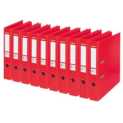 Esselte A4 Lever Arch File, Red, 52mm Spine, Plastic, Pack of 10, Vivida Range, 624072-10 Esselte A4 Lever Arch File, Red, 52mm Spine, Plastic, Pack of 10, Vivida Range, 624072-10
