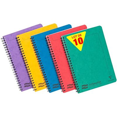 Clairefontaine 4849Zpack Packung mit 10 Notizheften mit Spiralbindung Europa Notemaker, DIN A5 (14,8x21 cm), 60 Blatt kariert 90g, abtrennbar, farbig sortiert, 10 Stück Clairefontaine 4849Zpack Packung mit 10 Notizheften mit Spiralbindung Europa Notemaker, DIN A5 (14,8x21 cm), 60 Blatt kariert 90g, abtrennbar, farbig sortiert, 10 Stück