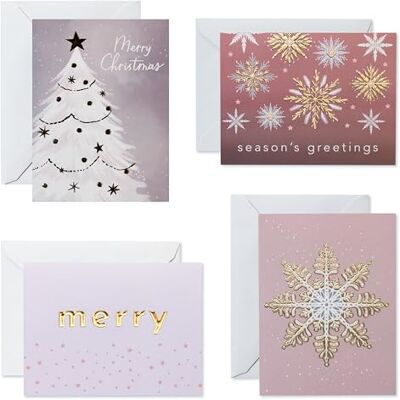 American Greetings Weihnachtskarten in Box mit Umschlägen, Rosa, Gold und Silber, 20 Stück American Greetings Weihnachtskarten in Box mit Umschlägen, Rosa, Gold und Silber, 20 Stück