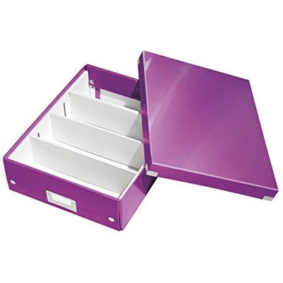 Leitz Click & Store Aufbewahrungsbox mit Deckel Mittel-Groß, Box mit Trennwänden für Zubehör im Büro oder Utensilien im Haushalt, Transportbox aus 85 % recycelter Premium-Hartpappe, Violett, 60580062 Leitz Click & Store Aufbewahrungsbox mit Deckel Mittel-Groß, Box mit Trennwänden für Zubehör im Büro oder Utensilien im Haushalt, Transportbox aus 85 % recycelter Premium-Hartpappe, Violett, 60580062