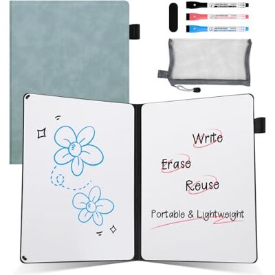 AGM A5 Mini Whiteboard, Kleines Whiteboard, tragbare Schreibtafel mit 3 Farbstiften, Radiergummi und Netzbeutel für Büro, Arbeitszimmer, Klassenzimmer und Zuhause – Marineblau AGM A5 Mini Whiteboard, Kleines Whiteboard, tragbare Schreibtafel mit 3 Farbstiften, Radiergummi und Netzbeutel für Büro, Arbeitszimmer, Klassenzimmer und Zuhause – Marineblau