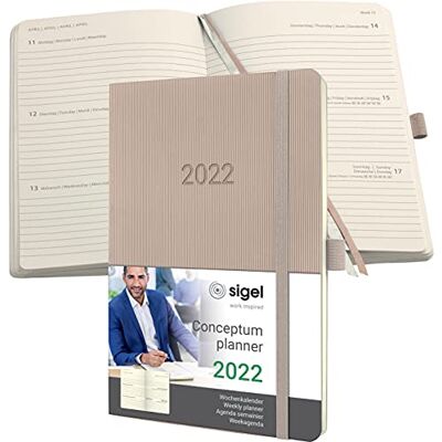 Sigel C2230 Terminplaner Wochenkalender 2022 ca. A5 taupe Softcover 192 Seiten Gummiband, Stiftschlaufe, Archivtasche PEFC-zertifiziert Conceptum Sigel C2230 Terminplaner Wochenkalender 2022 ca. A5 taupe Softcover 192 Seiten Gummiband, Stiftschlaufe, Archivtasche PEFC-zertifiziert Conceptum