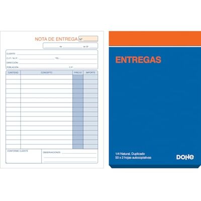 DOHE Lieferscheinheft (10 Stück) 50 Blatt (50 Blatt mit 1 Kopie), Größe A5, 14,5 x 21 cm, spanische Blöcke für Warenversand, Büromaterial DOHE Lieferscheinheft (10 Stück) 50 Blatt (50 Blatt mit 1 Kopie), Größe A5, 14,5 x 21 cm, spanische Blöcke für Warenversand, Büromaterial