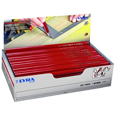 LYRA L4333103, Zimmermannstift 333® oval 30 cm lang, Bleistift in Profi-Ausführung, ideal für Markierungen auf Holz, Display mit 100 Stück LYRA L4333103, Zimmermannstift 333® oval 30 cm lang, Bleistift in Profi-Ausführung, ideal für Markierungen auf Holz, Display mit 100 Stück