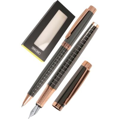 Online Schreibset Rose Noir I Metall Füller & Kulli Iridiumfeder Stärke M & Kugelschreiber Großraummine M & Echt-Leder-Etui, Schwarz Roségold, stilvolle Geschenkverpackung Online Schreibset Rose Noir I Metall Füller & Kulli Iridiumfeder Stärke M & Kugelschreiber Großraummine M & Echt-Leder-Etui, Schwarz Roségold, stilvolle Geschenkverpackung
