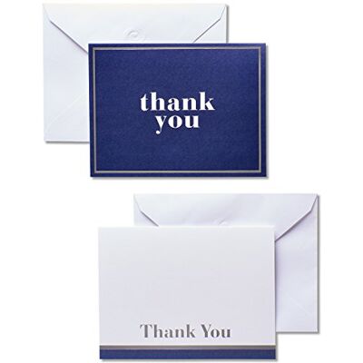 American Greetings Dankeskarten mit Umschlägen, Blau und Weiß, 50 Stück American Greetings Dankeskarten mit Umschlägen, Blau und Weiß, 50 Stück