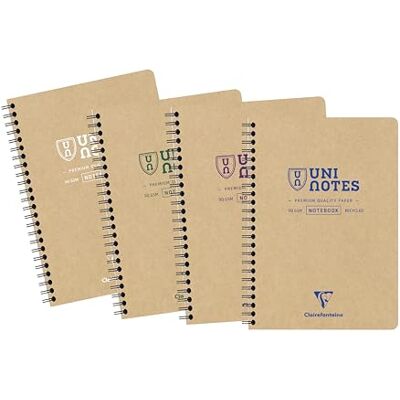 Clairefontaine 9851Cpack Packung mit 5 Recycling-Notizbücher Uninotes, DIN A5 mit Doppelspiralbindung, 80 Blatt liniert 90g, abtrennbar, Kraft-Einband, sortiert, 5 Stück Clairefontaine 9851Cpack Packung mit 5 Recycling-Notizbücher Uninotes, DIN A5 mit Doppelspiralbindung, 80 Blatt liniert 90g, abtrennbar, Kraft-Einband, sortiert, 5 Stück