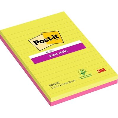Post-it Super Sticky Große Notes, Liniert, 3 Blöcke, 270 Blatt,101 x 152 mm Selbsthaftende Notizzettel mit Stärkerer Haftung für Meetings, Listen und Erinnerungen; Haften auf Vertikalen Oberflächen Post-it Super Sticky Große Notes, Liniert, 3 Blöcke, 270 Blatt,101 x 152 mm Selbsthaftende Notizzettel mit Stärkerer Haftung für Meetings, Listen und Erinnerungen; Haften auf Vertikalen Oberflächen