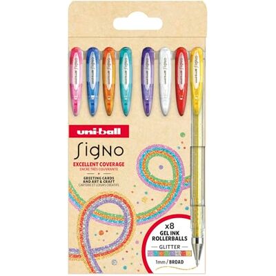 uni-ball Signo Sparkling UM-120 Gel-Roller-Set, 0,8 mm, 8 Stück uni-ball Signo Sparkling UM-120 Gel-Roller-Set, 0,8 mm, 8 Stück