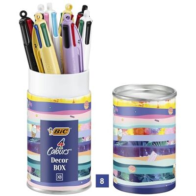 BIC 4 Farben Kugelschreiber Set 4 Colours, 8er Stifte Set in verschiedenem Design, Ideal als Geschenk, Message Box BIC 4 Farben Kugelschreiber Set 4 Colours, 8er Stifte Set in verschiedenem Design, Ideal als Geschenk, Message Box