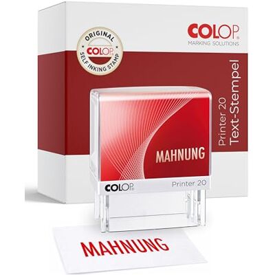 COLOP Printer 20 I MAHNUNG Stempel I selbstfärbender Bürostempel I Abdruck 14 x 38 mm I langlebiger Textstempel mit integriertem Farbkissen rot I ideal für Bürobedarf COLOP Printer 20 I MAHNUNG Stempel I selbstfärbender Bürostempel I Abdruck 14 x 38 mm I langlebiger Textstempel mit integriertem Farbkissen rot I ideal für Bürobedarf