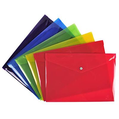 Exacompta Ref. 34450E – Karton mit 30 Dokumententaschen mit Druckknopfverschluss mit Klappe – aus glattem Polypropylen – Maße: 33 x 23 cm – Format zum Abheften, A4, 6 verschiedene Farben Exacompta Ref. 34450E – Karton mit 30 Dokumententaschen mit Druckknopfverschluss mit Klappe – aus glattem Polypropylen – Maße: 33 x 23 cm – Format zum Abheften, A4, 6 verschiedene Farben