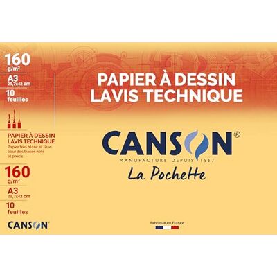 Canson technisches Zeichenpapier, DIN A3, 160 g/qm, wei VE = 1 Canson technisches Zeichenpapier, DIN A3, 160 g/qm, wei VE = 1