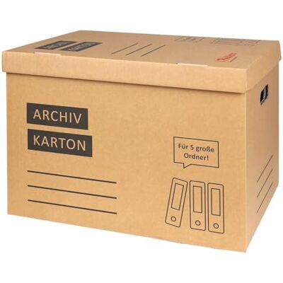 BURI Archivkarton A4 Ordnerbox für 5 Ordner mit Klappdeckel Umzugskarton Braun Archivschachtel aus stabiler Wellpappe für Dokumentenaufbewahrung, Büroorganisation, Transport und Aktenlagerung BURI Archivkarton A4 Ordnerbox für 5 Ordner mit Klappdeckel Umzugskarton Braun Archivschachtel aus stabiler Wellpappe für Dokumentenaufbewahrung, Büroorganisation, Transport und Aktenlagerung