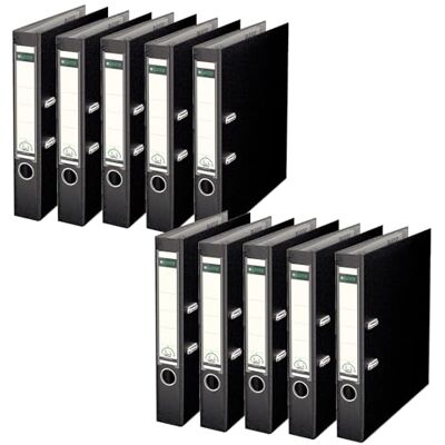 Leitz Qualitäts-Ordner 180° Plastik, 10er Pack, das Original, A4 Aktenordner 5 cm schmal, 90% Recycling-Karton, 30% Pre-Consumer Recycling-Kunststoff, Mit 180° Mechanik, 350 Blatt, Schwarz, 10151095 Leitz Qualitäts-Ordner 180° Plastik, 10er Pack, das Original, A4 Aktenordner 5 cm schmal, 90% Recycling-Karton, 30% Pre-Consumer Recycling-Kunststoff, Mit 180° Mechanik, 350 Blatt, Schwarz, 10151095