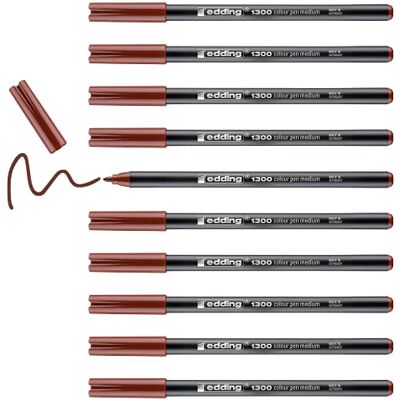 edding 1300 Fasermaler medium braun 10 Stifte Rundspitze 2 mm Filzstift zum Zeichnen und Schreiben Filzstift für Schule, Mandala, Bullet Journal edding 1300 Fasermaler medium braun 10 Stifte Rundspitze 2 mm Filzstift zum Zeichnen und Schreiben Filzstift für Schule, Mandala, Bullet Journal