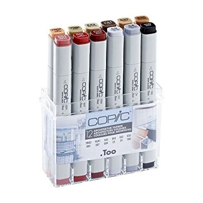 Copic Classic Set "Architektur Farben", 12er Set im Acryl-Display, Twin Marker mit einer mittelbreiten und einer feinen Spitze Copic Classic Set "Architektur Farben", 12er Set im Acryl-Display, Twin Marker mit einer mittelbreiten und einer feinen Spitze