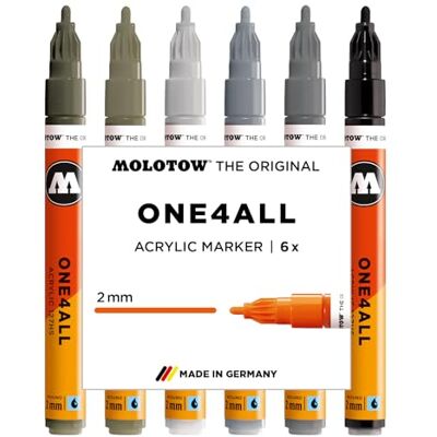 Molotow One4All 127HS Acryl Marker Grey Set, 6 Stück sortiert Molotow One4All 127HS Acryl Marker Grey Set, 6 Stück sortiert