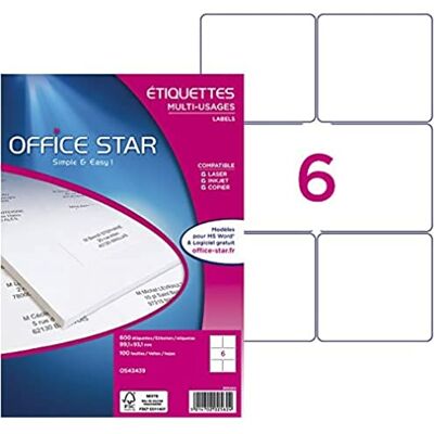 Office Star Products Office Star Bôite 600, Universal-Etiketten, 99, 1 x 93,1 mm Office Star Products Office Star Bôite 600, Universal-Etiketten, 99, 1 x 93,1 mm