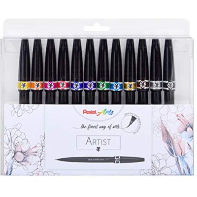 Pentel Pinselstifte – Etui mit 12 Filzstiften – Brush Sign Pen Artist für Lettering Pentel Pinselstifte – Etui mit 12 Filzstiften – Brush Sign Pen Artist für Lettering